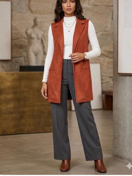 Attyre Jackets & Blazers - Attyre Classic Rust Sleeveless Blazer Vest - Women's size L